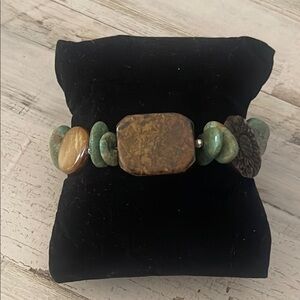 Beautiful Barse Sterling Silver Carved Sunflower Gemstone Bracelet.